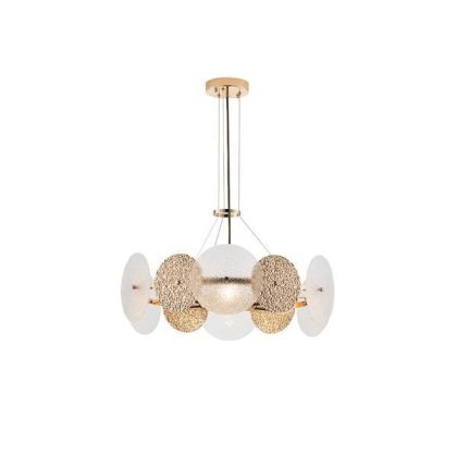 ПОЛИЛЕЙ МЕТАЛ-СТЪКЛО 6XE14 MAX8W Φ560MM ЗЛАТИСТИ ARTE ILLUMINA GLOW