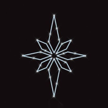 ПРОФЕСИОНАЛЕН ДИЗАЙН ЗА СТЪЛБ, ВИТЛЕЕМСКА ЗВЕЗДА, БЯЛА LED ВЪЖЕВА СВЕТЛИНА, 110X110 СМ, IP65