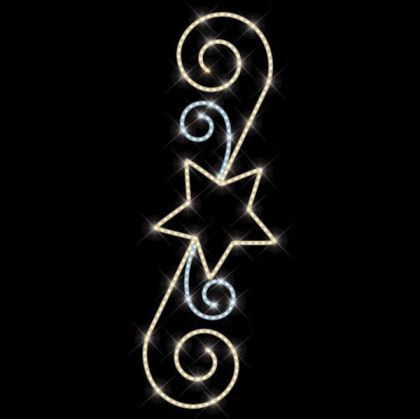 ПРОФЕСИОНАЛНА ГОЛЯМА СВЕТЕЩА ВЪНШНА ДЕКОРАЦИЯ, PROFESSIONAL DESIGN, STAR WITH DECORATIVES, RED WARM WHITE AND WHITE LED ROPE LIGHT, IP65