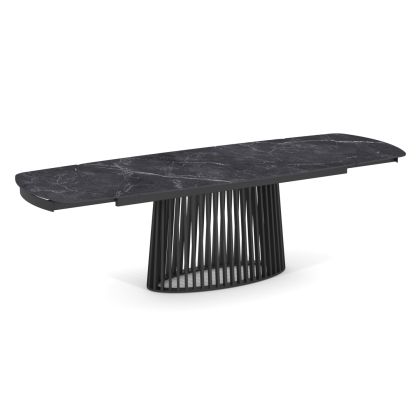 РАЗТЕГАТЕЛНА ТРАПЕЗНА МАСА MEMNON SM18098 КЕРАМИЧЕН ПЛОТ-МЕТАЛ ЧЕРЕН 180X90X76H