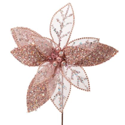 РОЗОВА КЛОНКА КОЛЕДНА ЗВЕЗДА 30X45 СМ