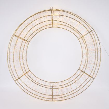 СВЕТЕЩ ВЕНЕЦ 80 СМ, 1680 LED, 31V АДАПТЕР, ТАЙМЕР, БРОНЗОВА МЕТАЛНА РАМКА, БРОНЗОВА МЕДНА ЖИЦА, ТОПЛО БЯЛА LED СВЕТЛИНА, ЗАХРАНВАЩА ЖИЦА 5 М, IP44