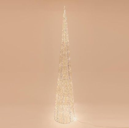 СВЕТЕЩ КОНУС С ПРЕЛИВАЩИ ЦВЕТОВЕ 210 СМ, 2400 LED, 31V АДАПТЕР, ТАЙМЕР, СРЕБЪРИСТ МЕДНА ЖИЦА, ТОПЛО БЯЛ LED, ЗАХОДЕН ЖИЛ 5 М, IP44