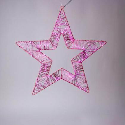 СВЕТЕЩА ЗВЕЗДА 45СМ, 260 МИНИ LED, 4,5V АДАПТЕР, РОЗОВА МЕТАЛНА РАМКА, РОЗОВ МЕДНА ЖИЦА, РОЗОВ МИНИ LED, ЖИЛ 5М, IP44
