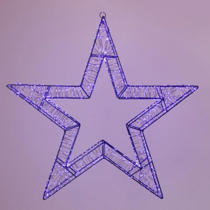 СВЕТЕЩА ЗВЕЗДА 50 СМ, 1200 LED, 31V АДАПТЕР, ТАЙМЕР, ЧЕРНА МЕТАЛНА РАМКА, ЧЕРНА МЕДНА ЖИЦА, ЛИЛАВ LED, ЗАХОДЕН ЖИЛ 5 М, IP44