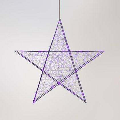 СВЕТЕЩА ЗВЕЗДА 78 СМ, 240 LED, 4,5V АДАПТЕР, ЧЕРНА МЕТАЛНА РАМКА, ТАЙМЕР, ЧЕРНА МЕДНА ЖИЦА, ЛИЛАВ LED, ЗАХРАНВАЩ ЖИЛ 5 М, IP44