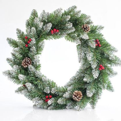 СНЕЖЕН ВЕНЕЦ С ПЛОДОВЕ И БОРОВЕ, 50 СМ
