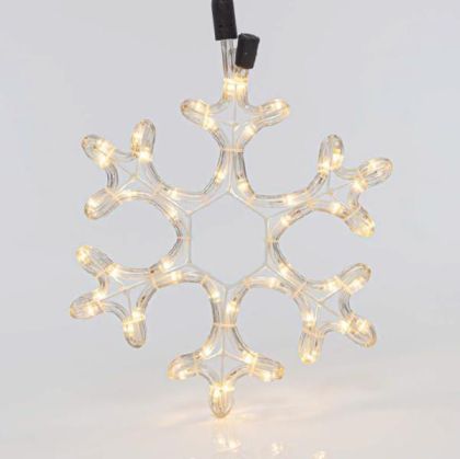 СНЕЖИНКА, 2М LED ВЪЖЕ, ДВУПОСОЧНА, ТОПЛО БЯЛА СВЕТЛИНА, 25X25 СМ, IP44