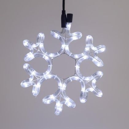 СНЕЖИНКА, 2М LED ВЪЖЕ, ДВУПОСОЧНО, БЯЛО, 25X25 СМ, IP44