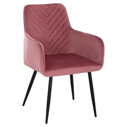 ТРАПЕЗАРЕН СТОЛ LATRELL HM8582.12 ПРАШНО РОЗОВО КАДИФЕ С ЧЕРНИ МЕТАЛНИ КРАКА 54X57X84ВСМ.