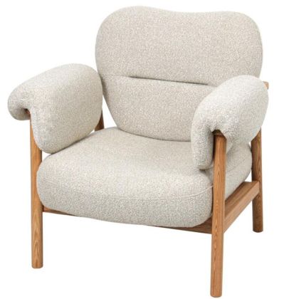 ФОТЬОЙЛ ОТ ЕСТЕСТВЕНО ДЪРВО С КРЕМАВА ВЪЗГЛАВНИЦА 83X80X84CM