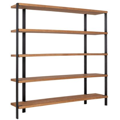 ЧЕРЕН МЕТАЛЕН РАФТ С БОРОВА ДЪРВЕСИНА 200X40X200СМ