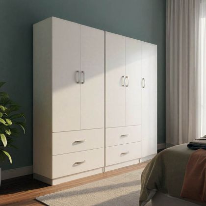 ГАРДЕРОБ LEGO С ПЕТ ВРАТИ, БЯЛ, 170X42X180 СМ