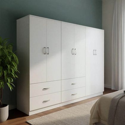 ГАРДЕРОБ LEGO С ШЕСТ ВРАТИ, БЯЛ, 200.5X42X180СМ