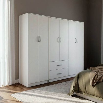 ГАРДЕРОБ LEGO С ШЕСТ ВРАТИ, БЯЛ, 200.5X42X180СМ