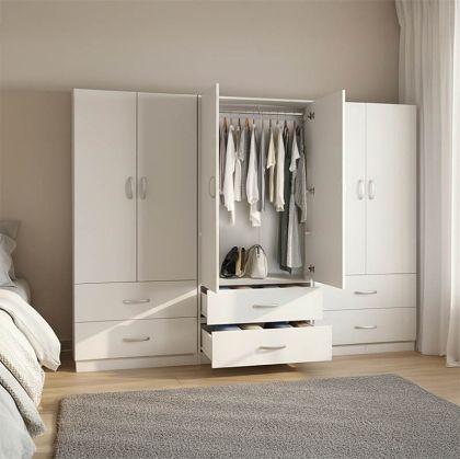 ГАРДЕРОБ С ШЕСТ КРИЛА И ЧЕКМЕДЖЕТА LEGO БЯЛ 240X42X180СМ