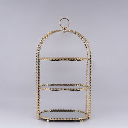 ДЕКОРАТИВЕН МЕТАЛЕН ПОДНОС С ОГЛЕДАЛО, ЗЛАТЕН 22X32X60СМ