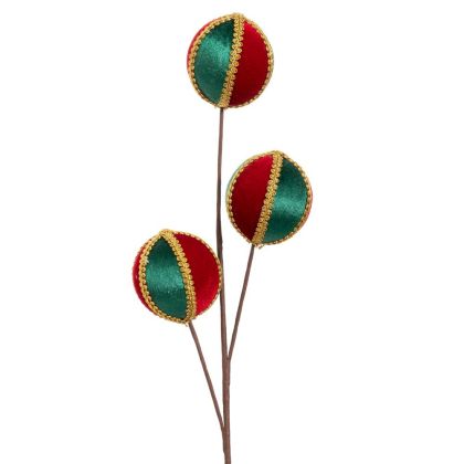 ДЕКОРАТИВНА КЛОНКА ЗЕЛЕНИ И ЧЕРВЕНИ ТОПКИ 70СМ