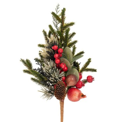 ЗЕЛЕН КЛОН С НАРОВЕ, ГЪБИЧКИ, ПЛОДЧЕТА И БОРОВИ ШИШАРКИ 50СМ