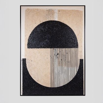 КАРТИНА АБСТРАКТНА БАЛАНС С ЧЕРНО - БЕЖОВО 100X140СМ