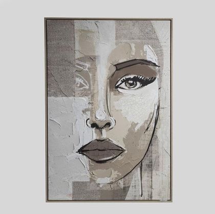 КАРТИНА С ЖЕНСКО ЛИЦЕ, БЕЖОВО-КАФЯВО 80X120СМ