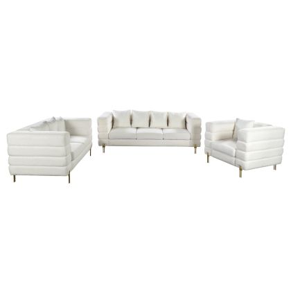 КОМПЛЕКТ ЗА ДНЕВНА MORRIS - 3-МЕСТЕН + 2-МЕСТЕН + ФОТЬОЙЛ ТЕДИ, БЯЛ, ПЛАТ