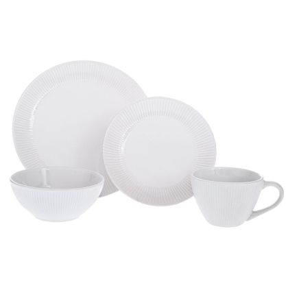 КОМПЛЕКТ ОТ 16 ЧАСТИ БЯЛ КЕРАМИЧЕН СЕРВИЗ С ИВИЦИ