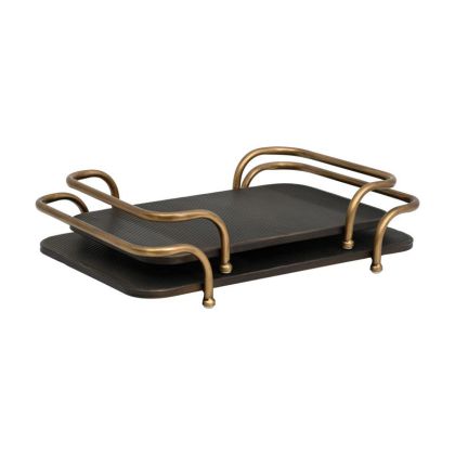 КОМПЛЕКТ ОТ 2 МЕТАЛНИ ПОДНОСА FL365 ЧЕРНО-БРОНЗОВ ЦВЯТ 41X29X9СМ