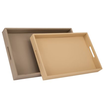 КОМПЛЕКТ ОТ 2 ПОДНОСА В БЕЖОВ ЦВЯТ 45X30X5СМ