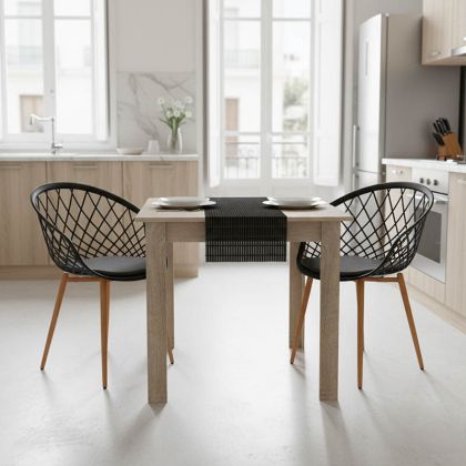 КОМПЛЕКТ ТРАПЕЗНА МАСА ОТ 5 ЧАСТИ MANKA-EZRA В ЦВЯТ SONOMA-BLACK 80X80X77СМ