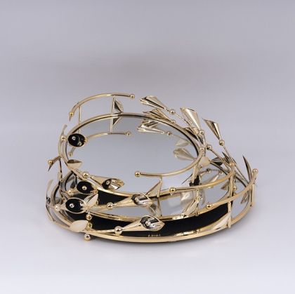 МЕТАЛНИ ПОДНОСА S/3 С ОГЛЕДАЛО ЗЛАТО 38СМ /33СМ /28СМ