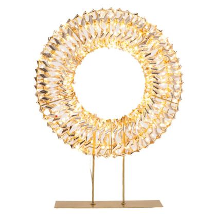 ОСВЕТЕН ДЕКОРАТИВЕН КРЪГ НА ЗЛАТНА ОСНОВА 38X50X9СМ С 500 ТОПЛИ БЕЛИ LED, IP44