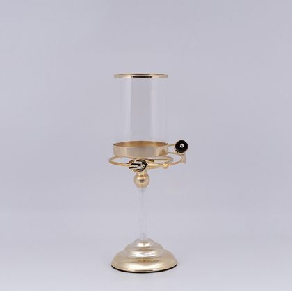 СВЕЩНИК С МЕТАЛНА ОСНОВА, ЗЛАТЕН 12X36СМ