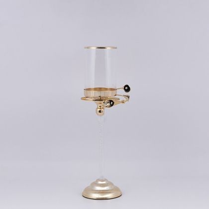 СВЕЩНИК С МЕТАЛНА ОСНОВА, ЗЛАТИСТ 12X41СМ