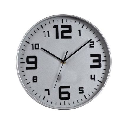 СТЕНЕН ЧАСОВНИК ПЛАСТМАСА СРЕБЪРЕН - ЧЕРЕН 30X4.2X30СМ