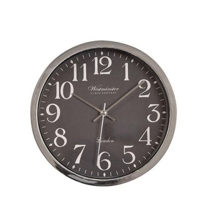 СТЕНЕН ЧАСОВНИК ПЛАСТМАСА ЧЕРЕН - СРЕБЪРЕН 22X3.8X22СМ