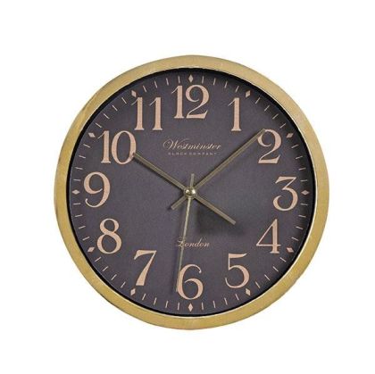 СТЕНЕН ЧАСОВНИК ПЛАСТМАСА ЧЕРНО-ЗЛАТЕН 22X3.8X22СМ