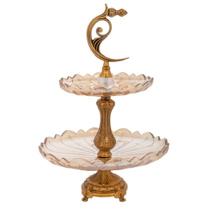 СТЪКЛЕНА ДВУЕТАЖНА ЧИНИЯ С МЕТАЛНА ОСНОВА 22X31X50 СМ