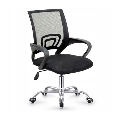 BF2101-W ОФИС СТОЛ БЕЗ ОБЛЕГАЛКА, МЕТАЛЕН, ХРОМИРАН, МРЕЖАСТ, ЧЕРЕН