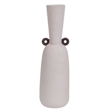 БЯЛА КЕРАМИЧНА ВАЗА С ЧЕРНИ ДЕТАЙЛИ 18X18X60 СМ