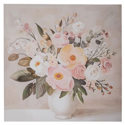 ВАЗА С ЦВЕТЯ, КАРТИН ВЪРХУ ПЛАТНО С ПРИНТ 80X80 СМ