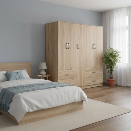 Гардероб Athos с пет врати, цвят сонома, 170x42x180 см