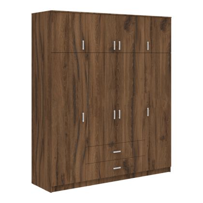 Гардероб Royal с четири крила и чекмеджета, орех-дъб, 200x58x230см