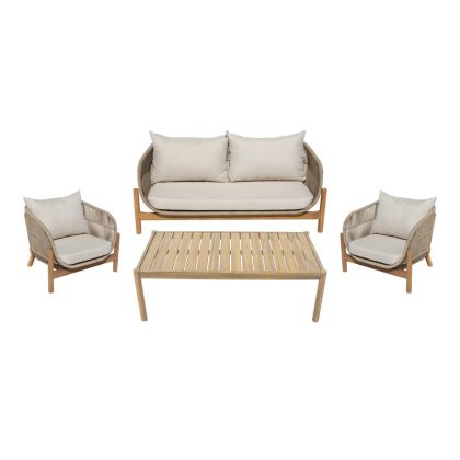 ГРАДИНСКИ КОМПЛЕКТ ОТ АКАЦИЕВО ДЪРВО LEMANDA С ВЪЖЕНИ ВЪЗГЛАВНИЦИ - БЕЖОВО