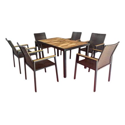 ГРАДИНСКИ СЕТ АКАЦИЯ PRESTIGE 7 ЧАСТИ НАТУРАЛЕН-КАФЯВ-СИВ ЦВЯТ 150X90X75СМ