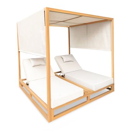 ДВОЕН ШЕЗЛОНГ С ПЕРДЕТА GALLANT SM6097.10 ТОПЛОПРЕНОСИМ АЛУМИНИЕВ - БЕЖОВИ ВЪЗГЛАВНИЦИ 200X200X200В