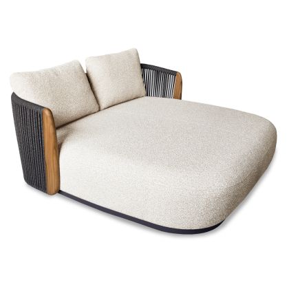 ДВОЙНА КУШЕТКА AUGUSTUS SM6452.01 АЛУМИНИЙ - БЕЖОВ ОЛЕФИН - ВЪЖЕ - ПОДЛАКАТИ ОТ ТИКОВО ДЪРВО 169X169X71H