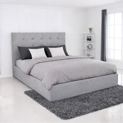 ДВОЙНО ЛЕГЛО DOLCE С МЯСТО ЗА СЪХРАНЕНИЕ, ЗА МАТРАК 160X200 СМ, СИВ ПЛАТ