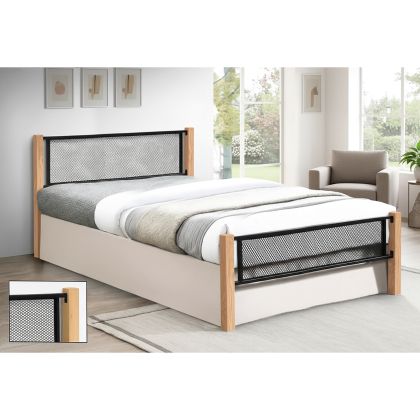 ДВОЙНО ЛЕГЛО NET ЗА МАТРАК 150X200 СМ, ЧЕРНО БОЯДИСАН МЕТАЛ, ЕСТЕСТВЕНО ДЪРВО