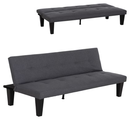 ДВУМЕСЕН РАЗТЕГАТЕЛЕН ДИВАН KORO HM3304.01 СИВА ИЗКУСТВЕНА КОЖА 165X75X64ВСМ.